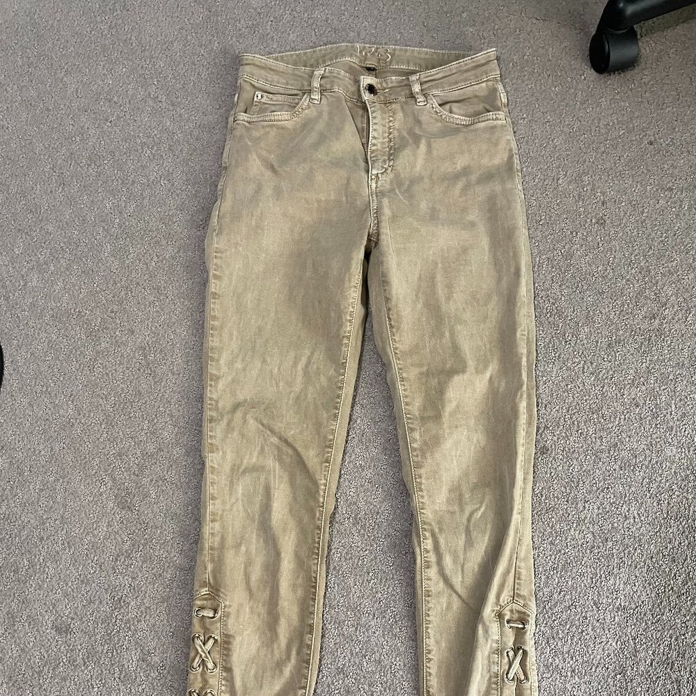 123 Tan Skinny Jeans with Lacing Details Size 0/2